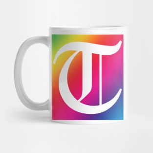 Rainbow White Letter T Mug